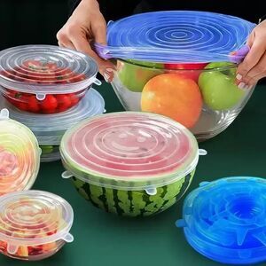 6pc Silicone Stretch Lids Reusable Durable Food Storage Lids For Bowls Lid Cover